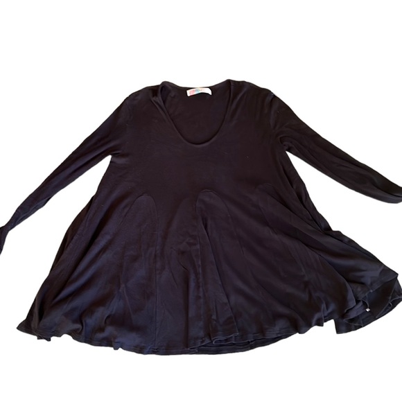 Free People Black Long Sleeve Swing Trapeze Linen Cotton Blend Mini Dress - S - Picture 11 of 11